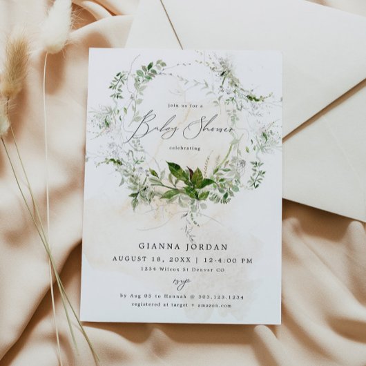 GIANNA Etherial Greenery Garden Baby shower Kaart