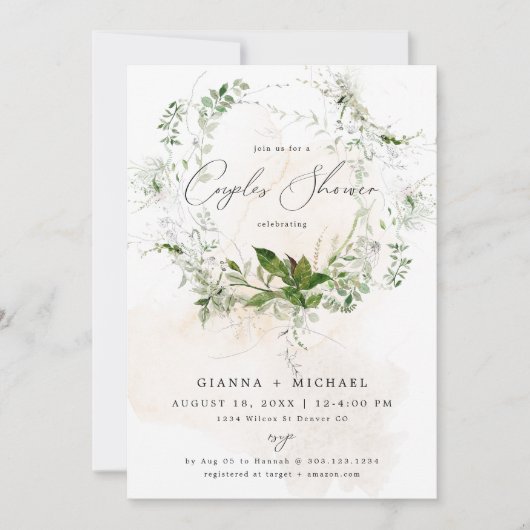 GIANNA Etherial Greenery Garden Couples Shower Kaart (Voorkant)