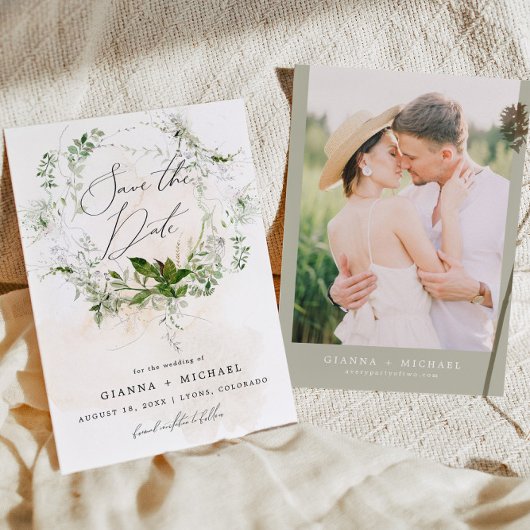 GIANNA Etherial Greenery Garden Save the Date Kaart