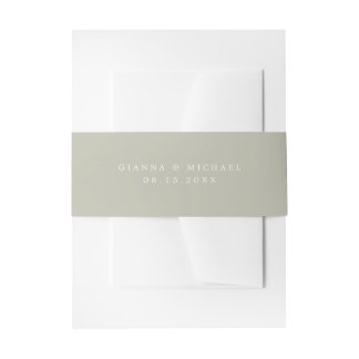 GIANNA Minimalist Earth Tone Sage Green Wedding Uitnodigingen Wikkel