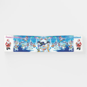 Giant 2,5 x 12' kerstvinyl Banner Snow scene