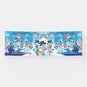 Giant 2,5 x 8-inch kerstvinyl Banner Snow scène