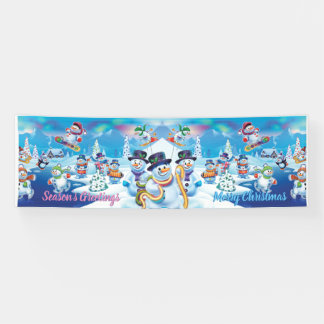 Giant 2,5 x 8-inch kerstvinyl Banner Snow scène