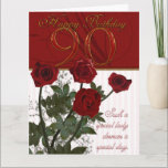 Giant 90th Birthday Card met Rozen Kaart<br><div class="desc">Giant 90th Birthday Card met Rozen</div>