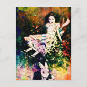 Giant Alice in Wonderland en White Rabbit Briefkaart (Voorkant)