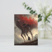 Giant Alien Walking Science Fictie Horror Art Briefkaart (Staand voorkant)