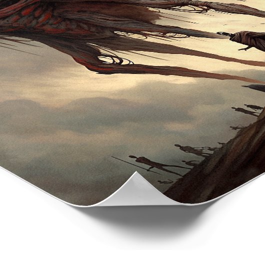 Giant Alien Walking Science Fictie Horror Art Poster (Hoek)