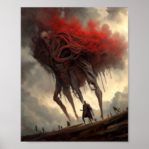 Giant Alien Walking Science Fictie Horror Art Poster