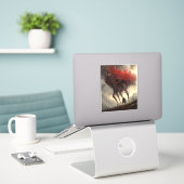 Giant Alien Walking Science Fictie Horror Art Sticker (Laptop op bureau)