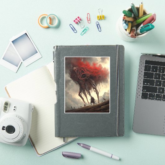 Giant Alien Walking Science Fictie Horror Art Sticker (iPad Cover)