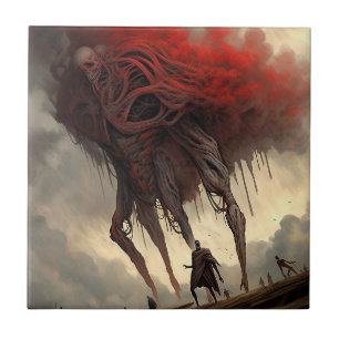 Giant Alien Walking Science Fictie Horror Art Tegeltje