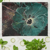 Giant Art Deco Flowers in Aqua Theedoek (Gevouwen)