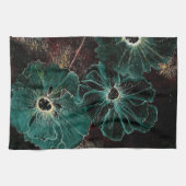 Giant Art Deco Flowers in Aqua Theedoek (Horizontaal)