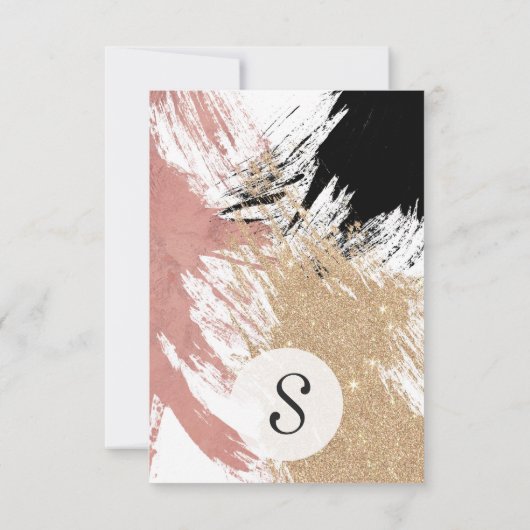 Giant Artsy Brushstrokes in Gold Roos Gold Glitter Bedankkaart (Achterkant)