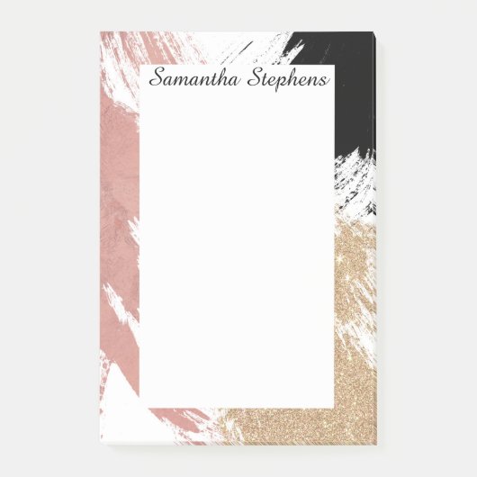 Giant Artsy Brushstrokes in Gold Roos Gold Glitter Post-it® Notes (Voorkant)