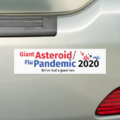 Giant Asteroid / Flu Pandemic 2020 bumper sticker (Op auto)
