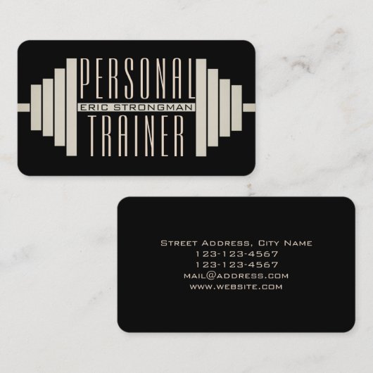 Giant barbell zwart visitekaartje (Voorkant / Achterkant)