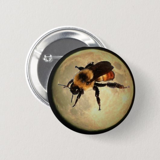 Giant Bee op de maan Ronde Button 5,7 Cm (Voorkant /achterkant)