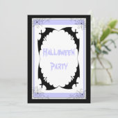 Giant Black Bats & Cobwebs Halloween Party Kaart (Staand voorkant)
