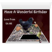 Giant Black Eating Rooster Birthday Kaart (Binenzijde Horizontaal (Onderkant))