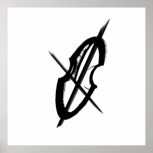 Giant Black White Cello Music Musician Drawing Poster