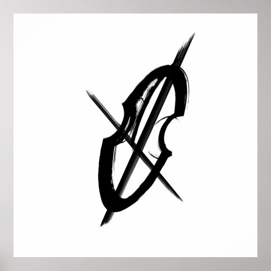 Giant Black White Cello Music Musician Drawing Poster (Voorkant)