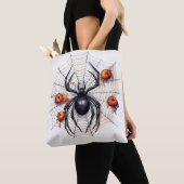 Giant Black Widow Spider Web Tote Bag (Dichtbij)
