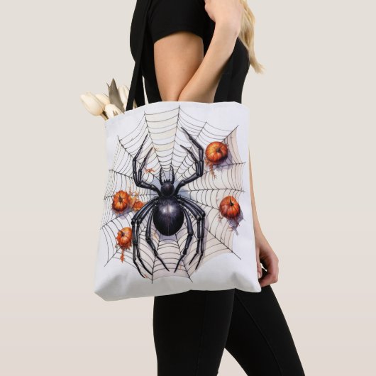 Giant Black Widow Spider Web Tote Bag (Dichtbij)