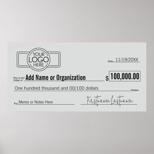 Giant Blank Check voor Sweepstakes, Awards, Liefda Poster (Voorkant)