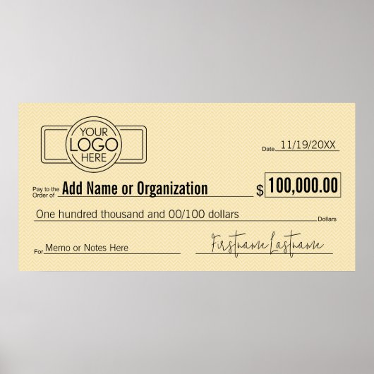 Giant Blank Check voor Sweepstakes, Awards, Liefda Poster (Voorkant)