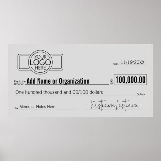 Giant Blank Check voor Sweepstakes, Awards, Liefda Poster (Voorkant)