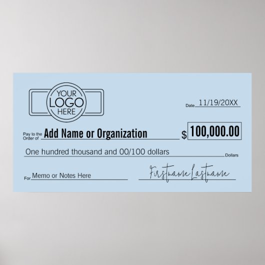 Giant Blank Check voor Sweepstakes, Awards, Liefda Poster (Voorkant)