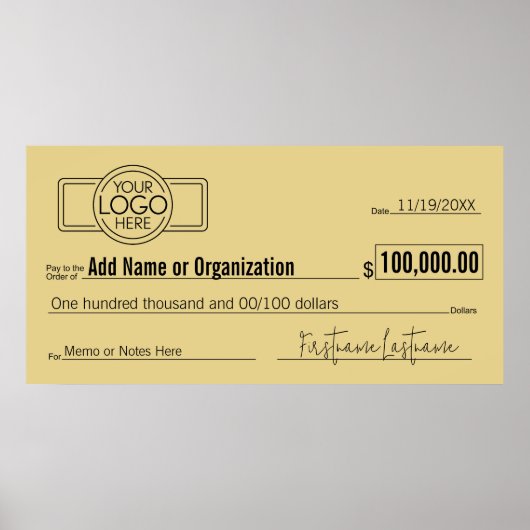 Giant Blank Check voor Sweepstakes, Awards, Liefda Poster (Voorkant)