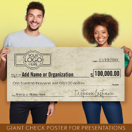 Giant Blank Check voor Sweepstakes, Awards, Liefda Poster