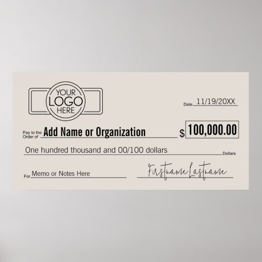 Giant Blank Check voor Sweepstakes, Awards, Liefda Poster (Voorkant)