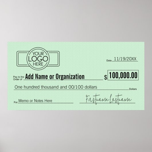 Giant Blank Check voor Sweepstakes, Awards, Liefda Poster (Voorkant)