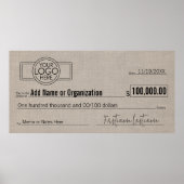 Giant Blank Check voor Sweepstakes, Awards, Liefda Poster (Voorkant)