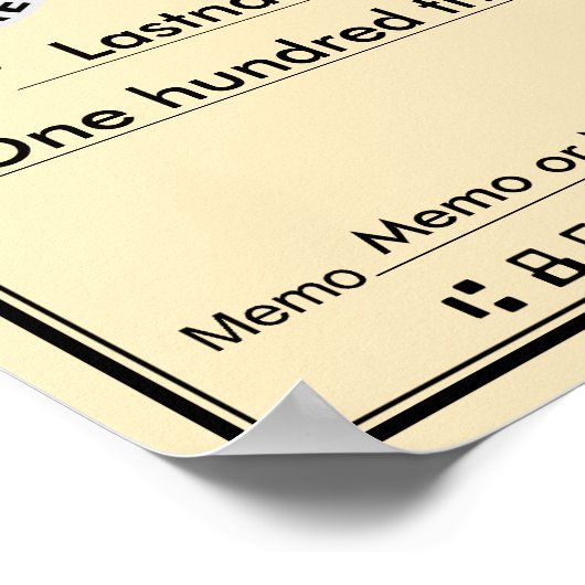 Giant Blank Check voor Sweepstakes & Awards Poster (Hoek)