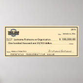 Giant Blank Check voor Sweepstakes & Awards Poster (Voorkant)