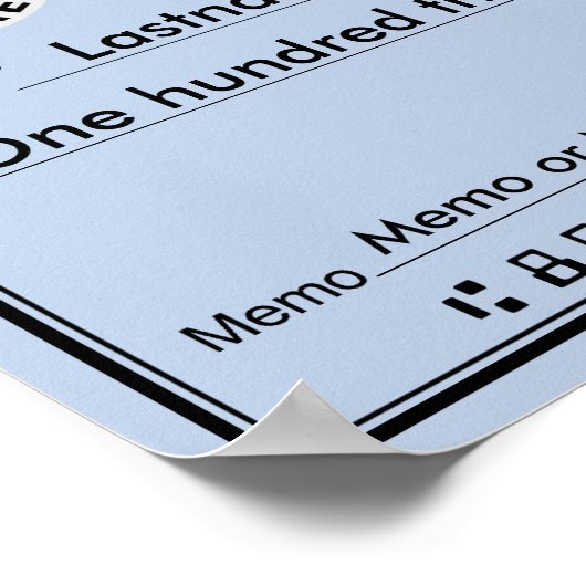 Giant Blank Check voor Sweepstakes & Awards Poster (Hoek)