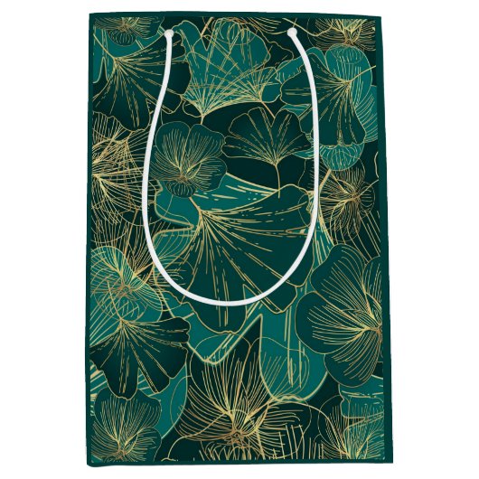 Giant blauw-groene bladeren medium cadeauzakje (Voorkant)