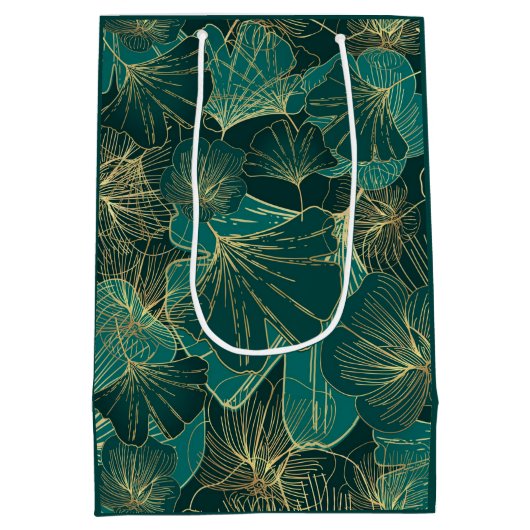 Giant blauw-groene bladeren medium cadeauzakje (Achterkant)