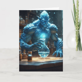 Giant Blue Ghoul Halloween Feestdagen Kaart