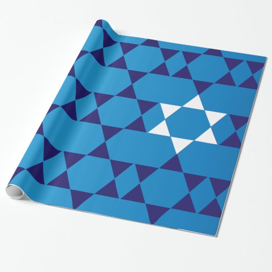 Giant Blue Jewish Stars Cadeaupapier (Uitgerold)