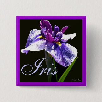 Giant Blue Paars Iris Vierkante Button 5,1 Cm