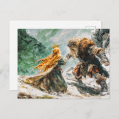 Giant Bodo Confronts Princess Rosstrappe Watercolo Briefkaart (Voorkant / Achterkant)