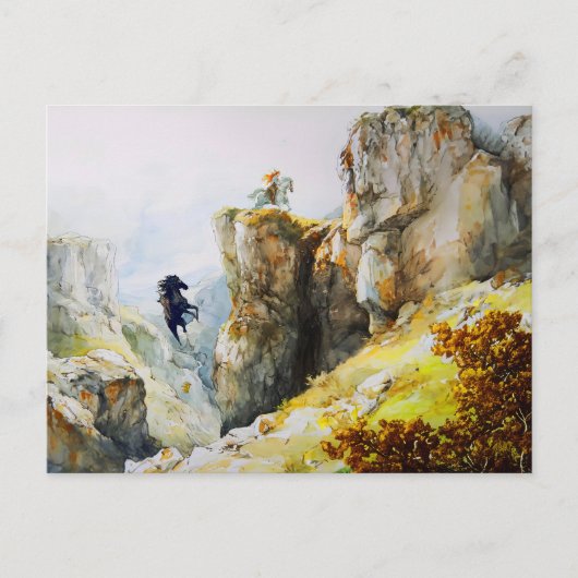 Giant Bodo Falls Rosstrappe Legend Watercolor Briefkaart (Voorkant)