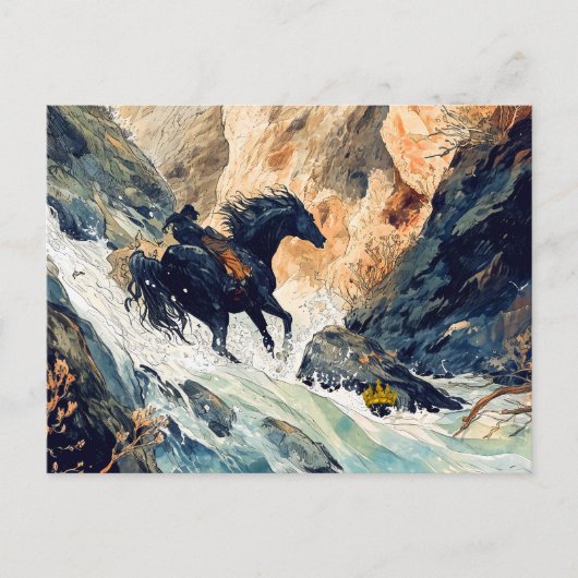 Giant Bodo Falls Rosstrappe Legend Watercolor Briefkaart (Voorkant)