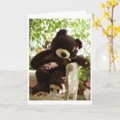 Giant Brown Teddy Bear at Leisure in Paradise Kaart (Gele Bloem)