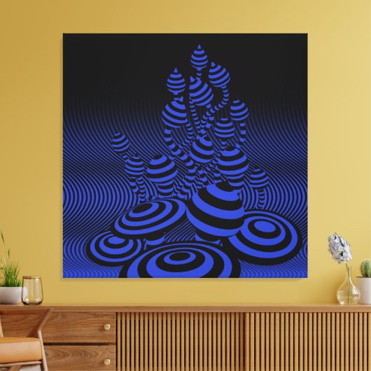 Giant Canvas Midnight blue Magic Mushrooms 1m². (Insitu (Woonkamer))